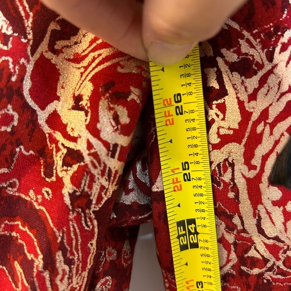 Soft Surroundings Red Gold Metallic Pull On Pants Sz XL Pet Holiday Office Party - Picture 7 of 8